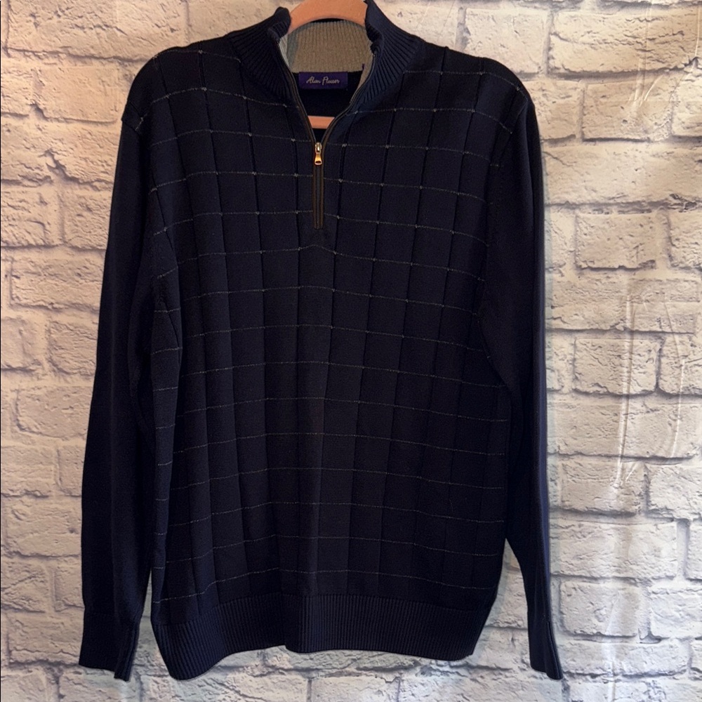 Alan Flusser Navy Zip-Up Sweater Men’s medium